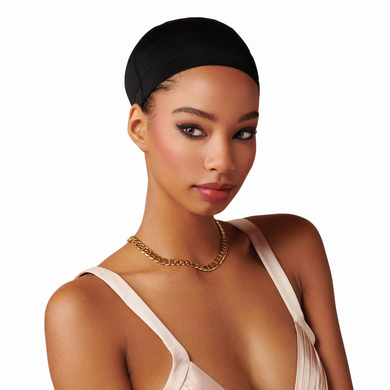 Diane Premium Spandex Dome Cap - Black