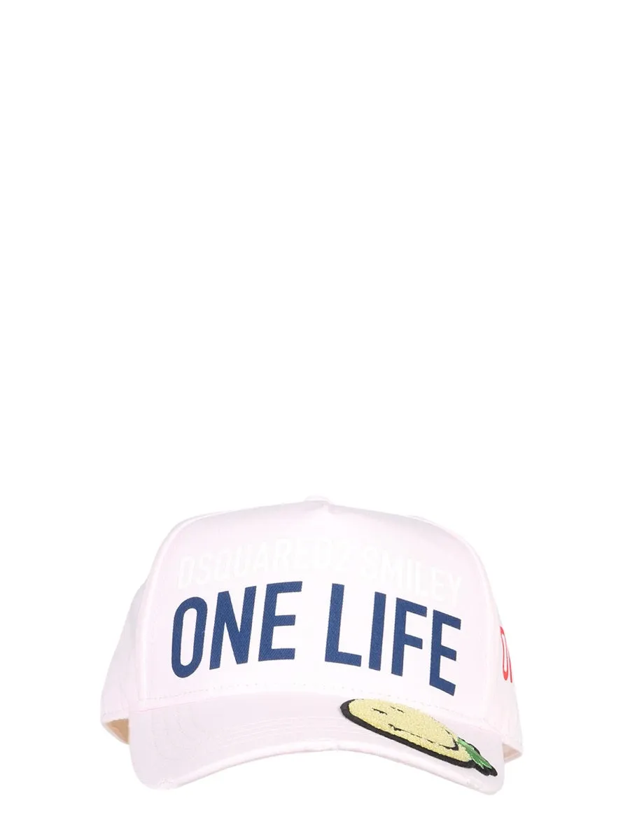 Dsquared2 Smiley Patch Printed Baseball Cap