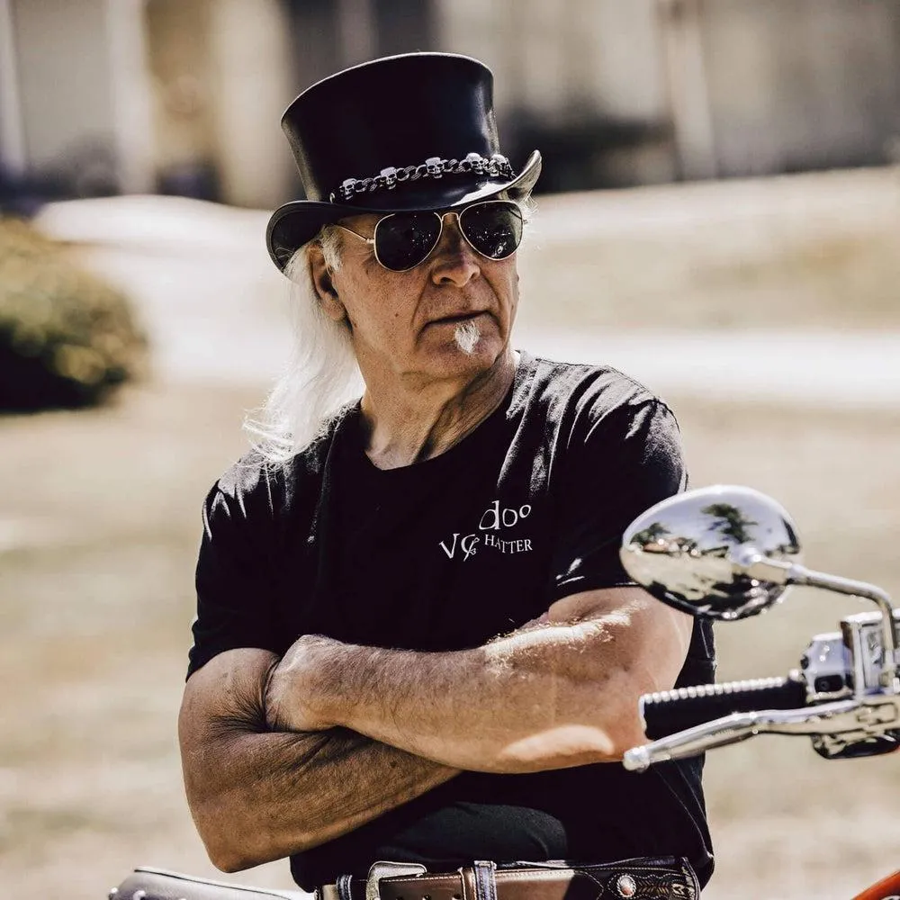 El Dorado 5 Skull | Mens Leather Top Hat with 5 Skull Hat Band