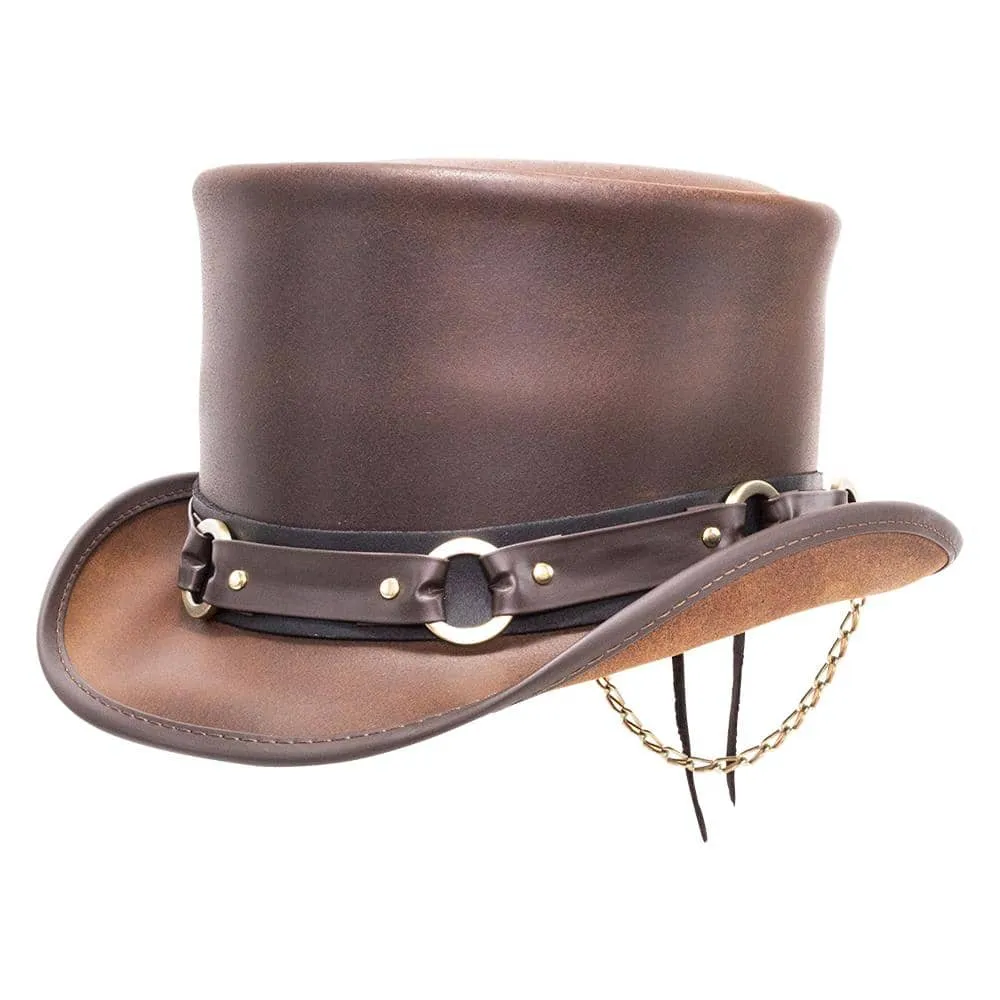 El Dorado SR2 | Mens Leather Top Hat with SR2 Hat Band