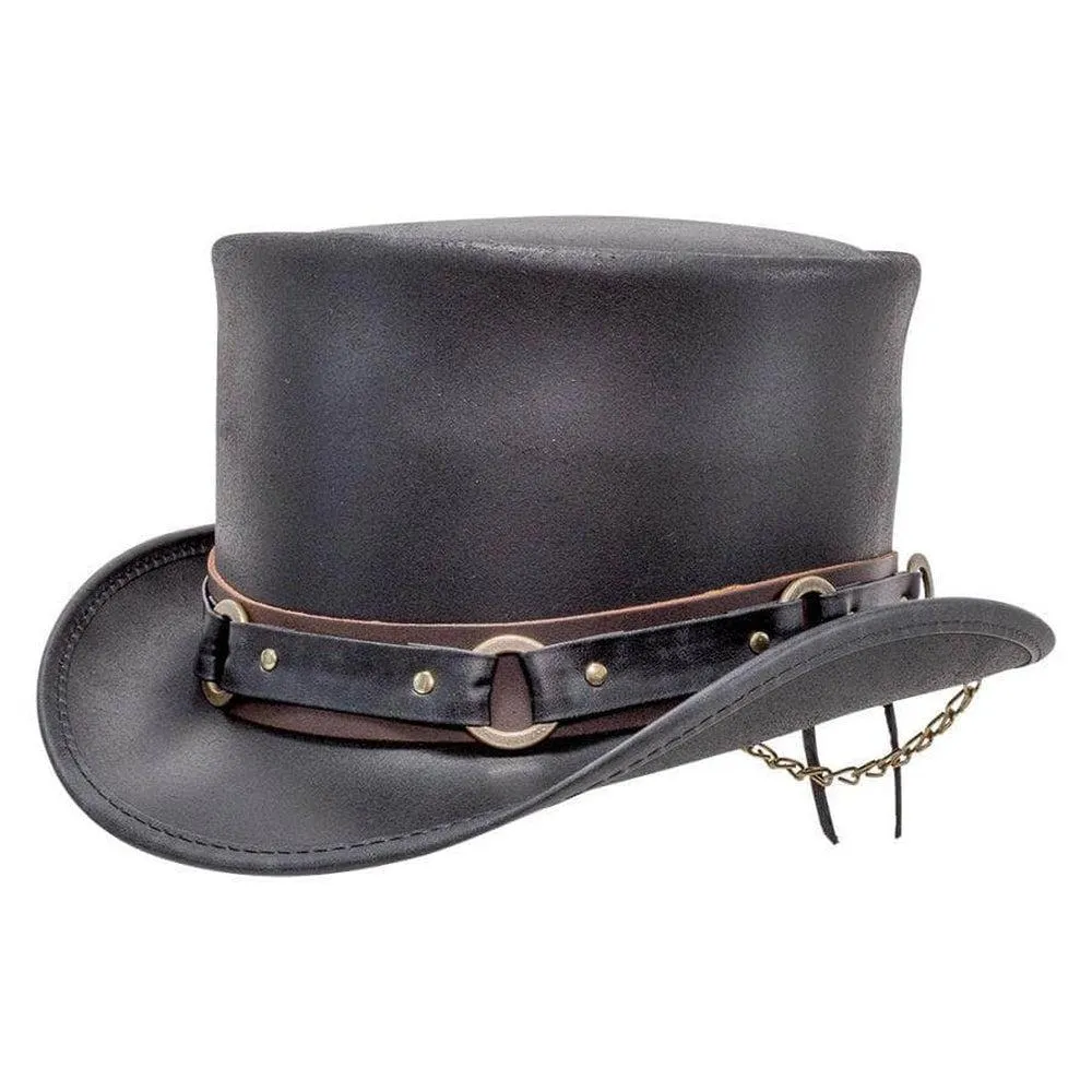 El Dorado SR2 | Mens Leather Top Hat with SR2 Hat Band