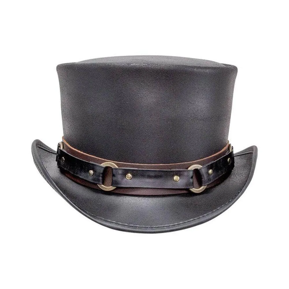 El Dorado SR2 | Mens Leather Top Hat with SR2 Hat Band