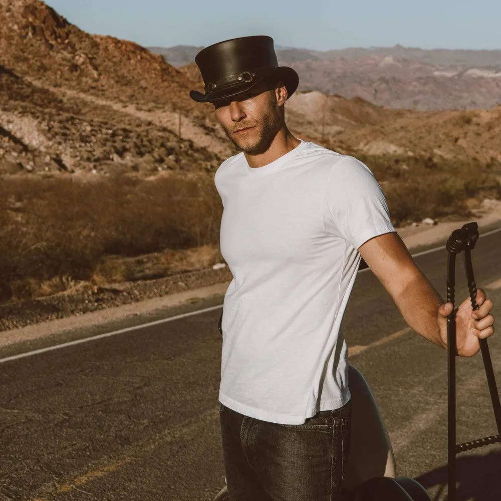 El Dorado SR2 | Mens Leather Top Hat with SR2 Hat Band