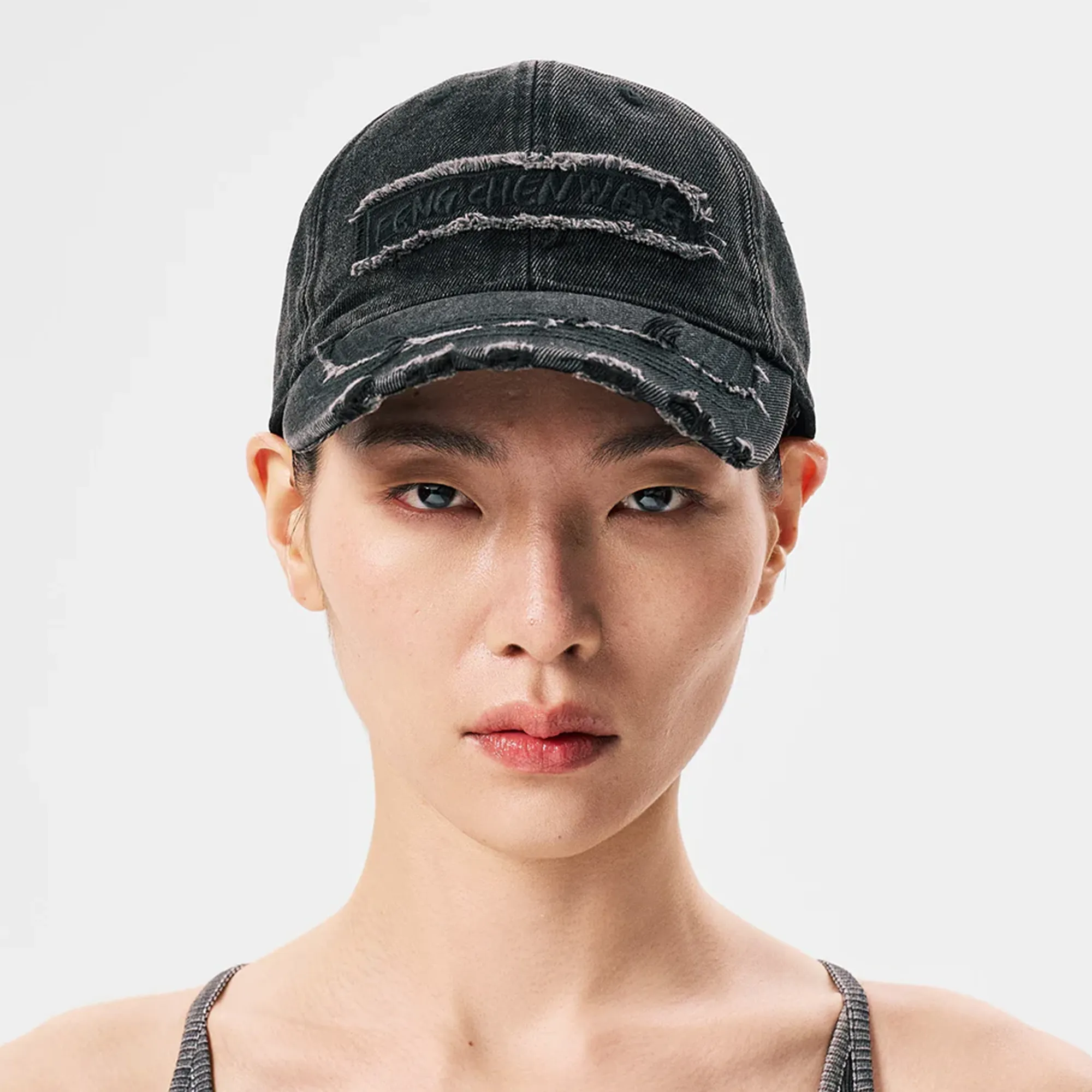 Feng Chen Wang Black Washed Denim Baseball Cap Black