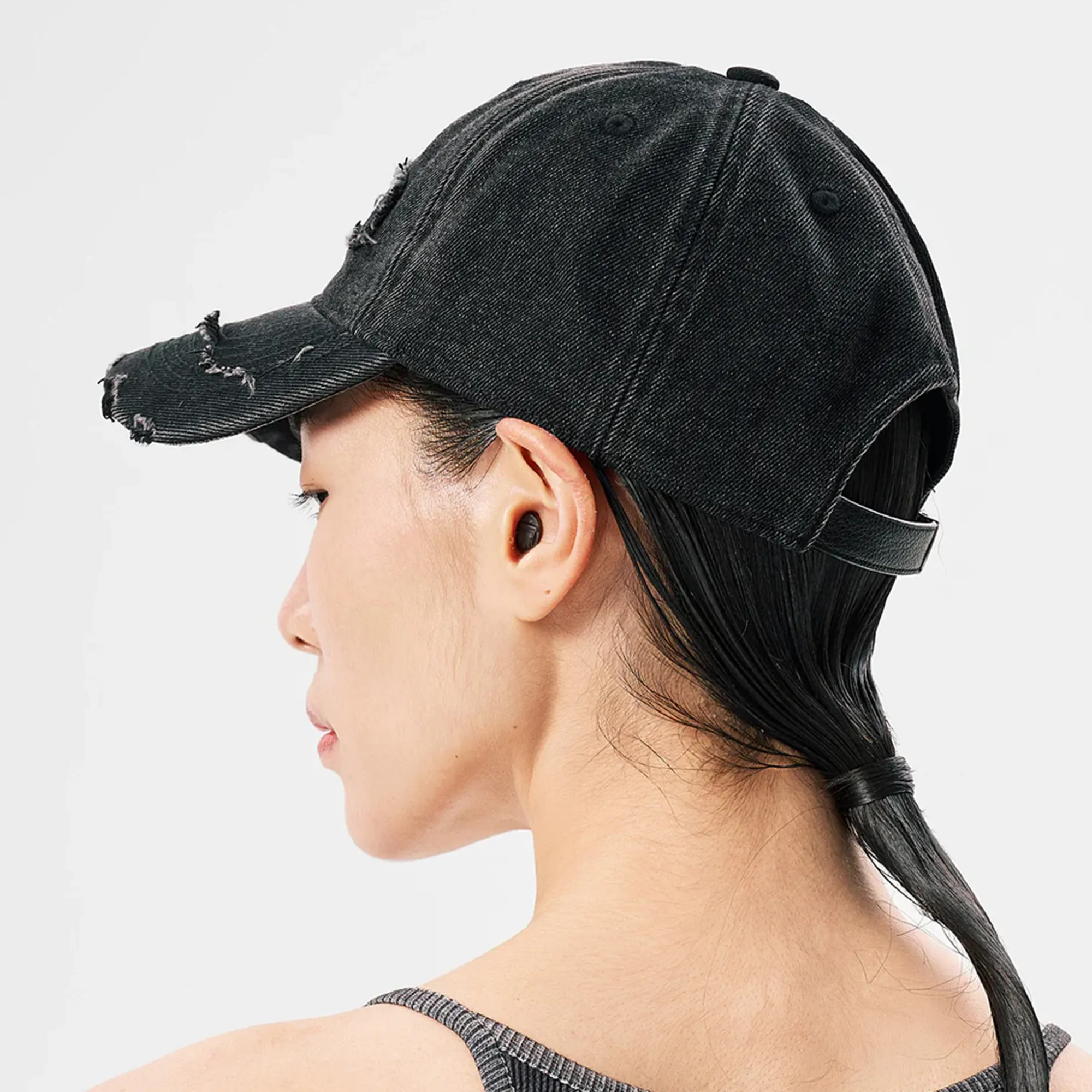 Feng Chen Wang Black Washed Denim Baseball Cap Black