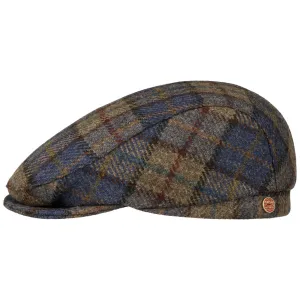 Frankie Soft Check Shetland Flat Cap by Mayser