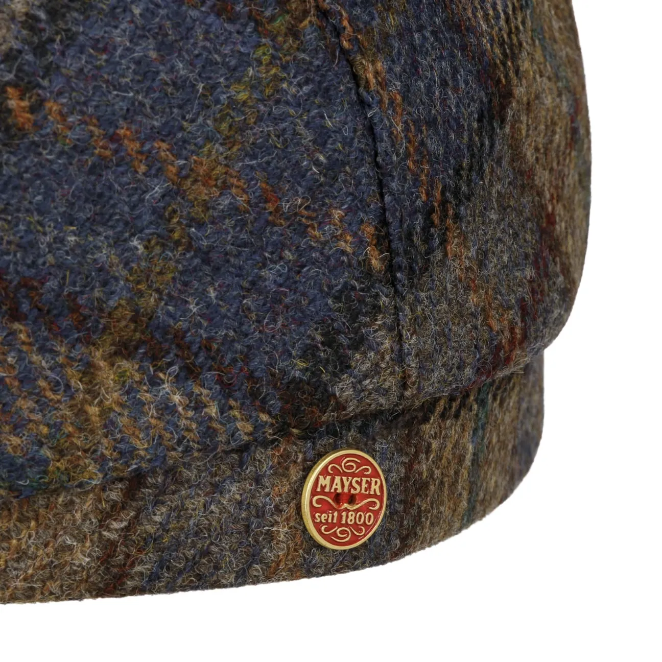 Frankie Soft Check Shetland Flat Cap by Mayser