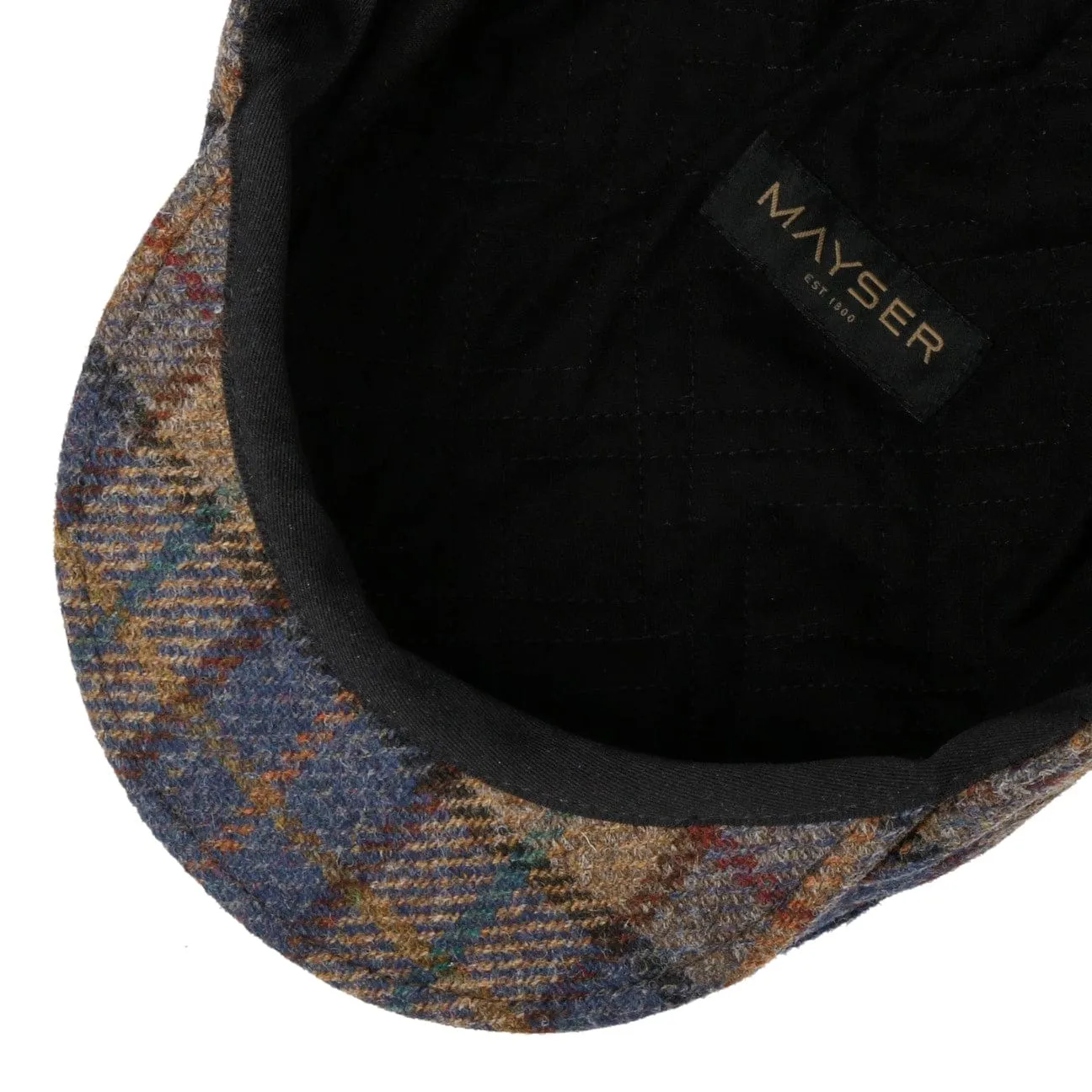 Frankie Soft Check Shetland Flat Cap by Mayser