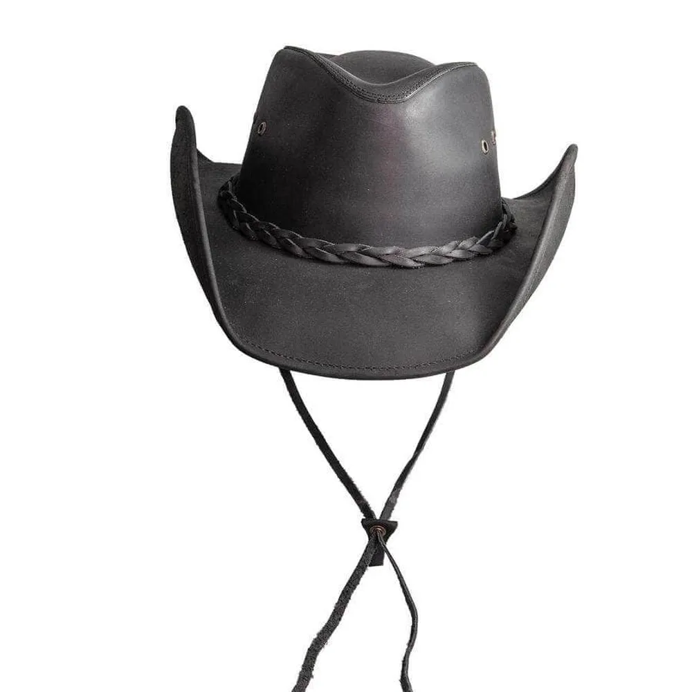 Hollywood Black | Womens Black Leather Cowgirl Hat