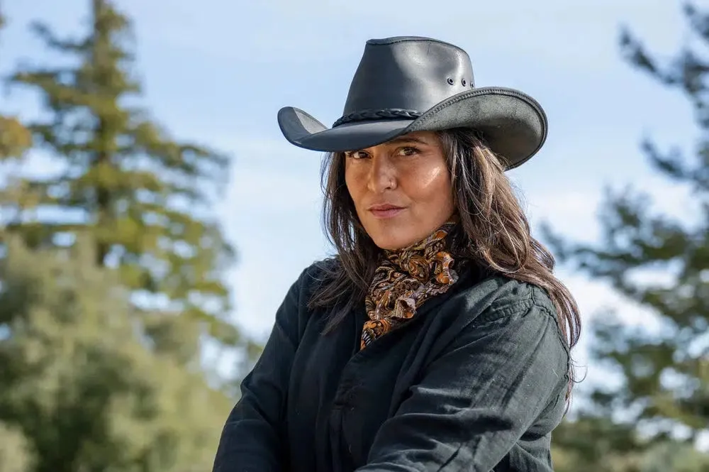 Hollywood Black | Womens Black Leather Cowgirl Hat