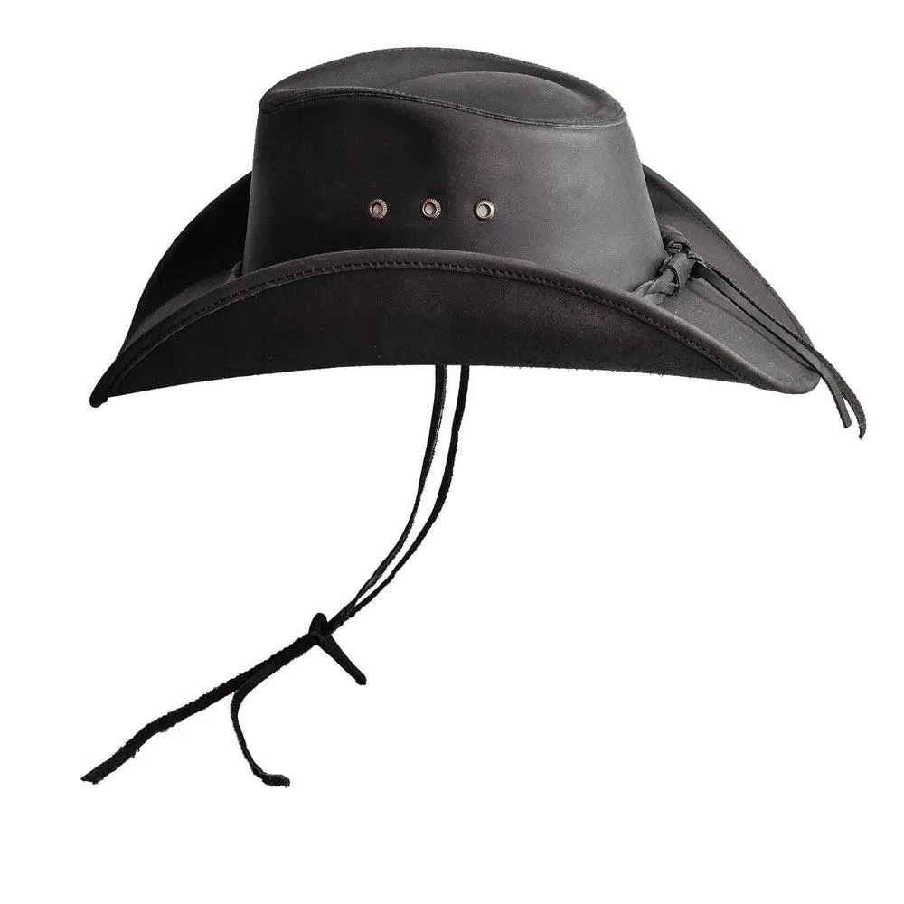Hollywood Black | Womens Black Leather Cowgirl Hat
