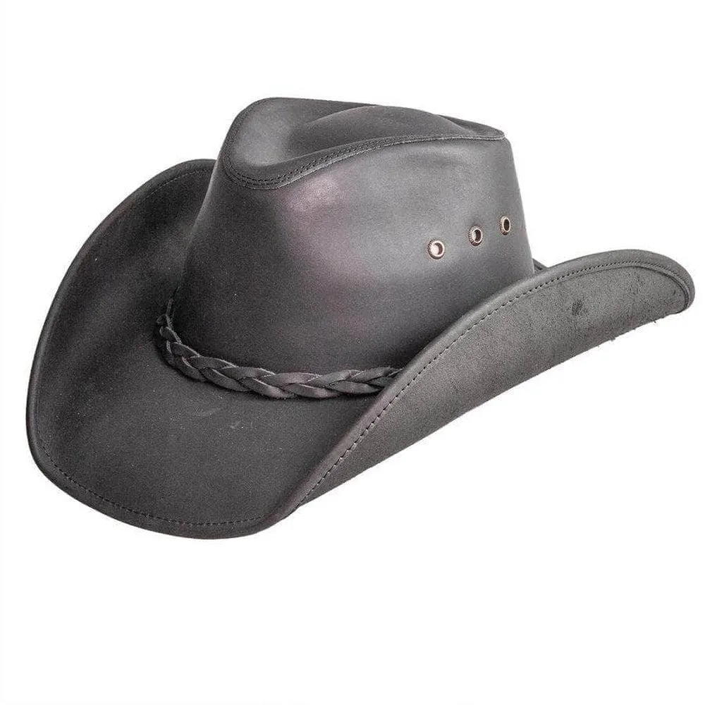Hollywood Black | Womens Black Leather Cowgirl Hat