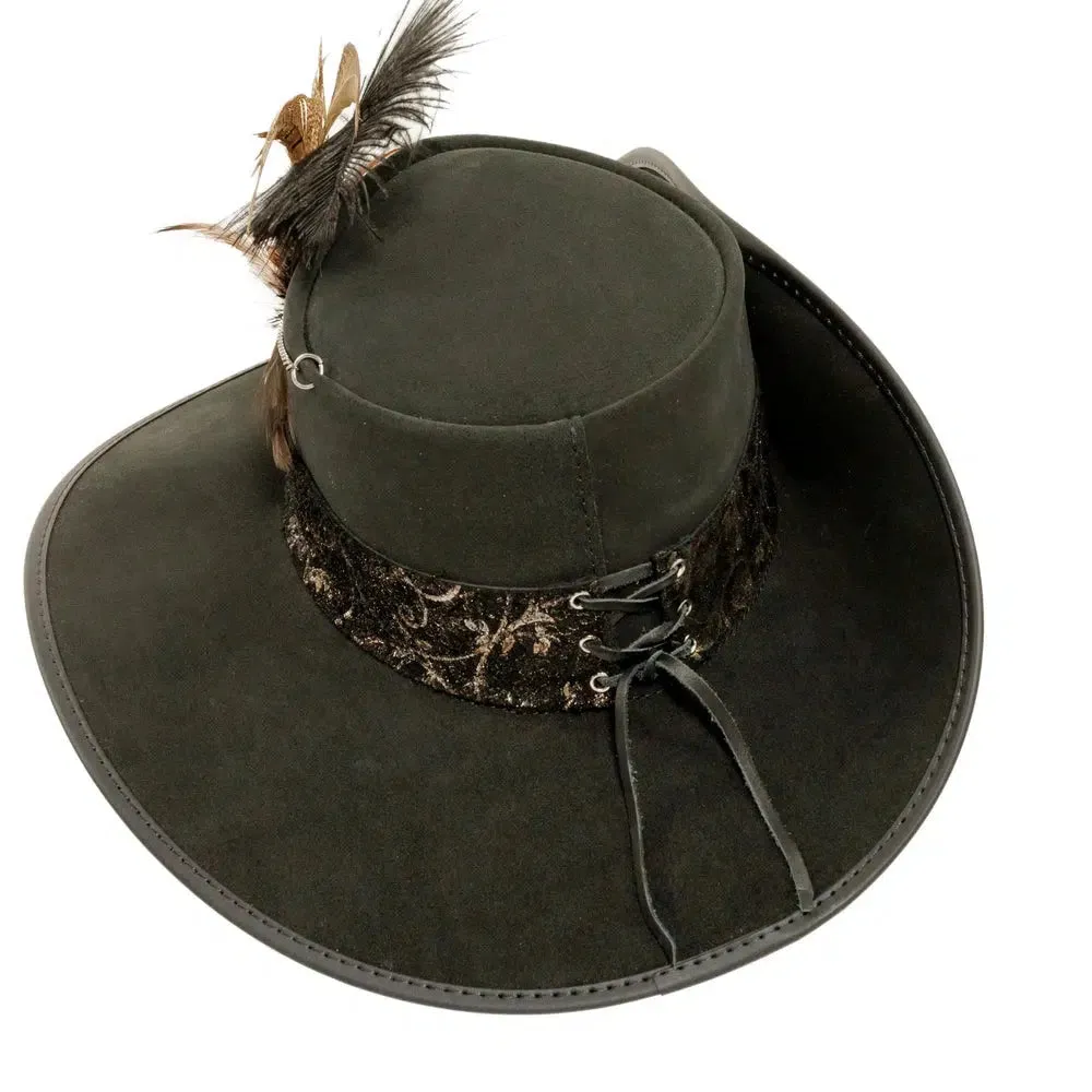 Hook | Mens Black Suede Leather Cavalier Hat