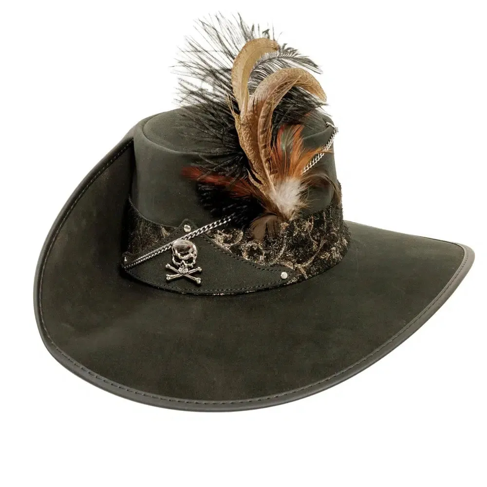 Hook | Mens Black Suede Leather Cavalier Hat