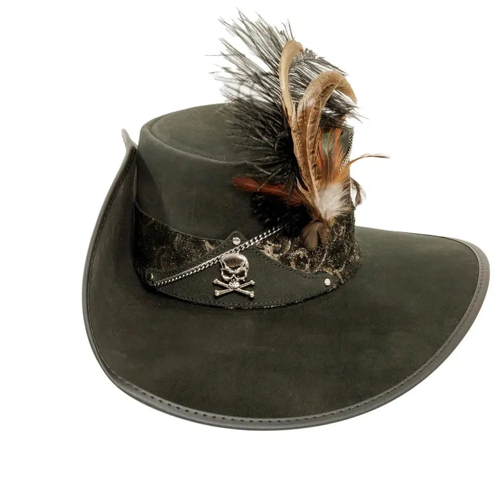 Hook | Mens Black Suede Leather Cavalier Hat