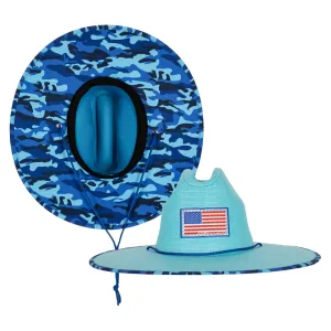Keys Straw Hat | Aqua Blue Military Camo | Aqua