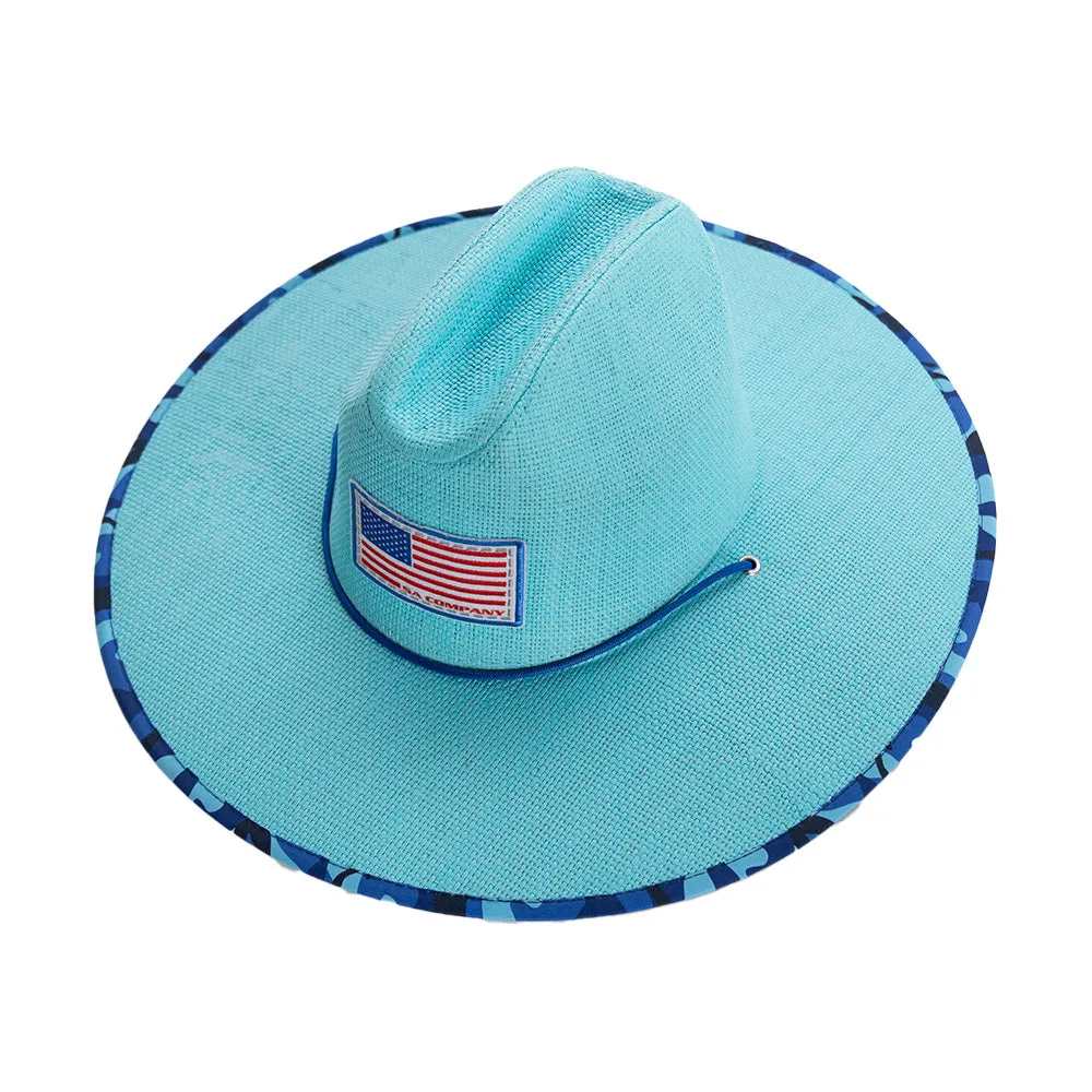 Keys Straw Hat | Aqua Blue Military Camo | Aqua
