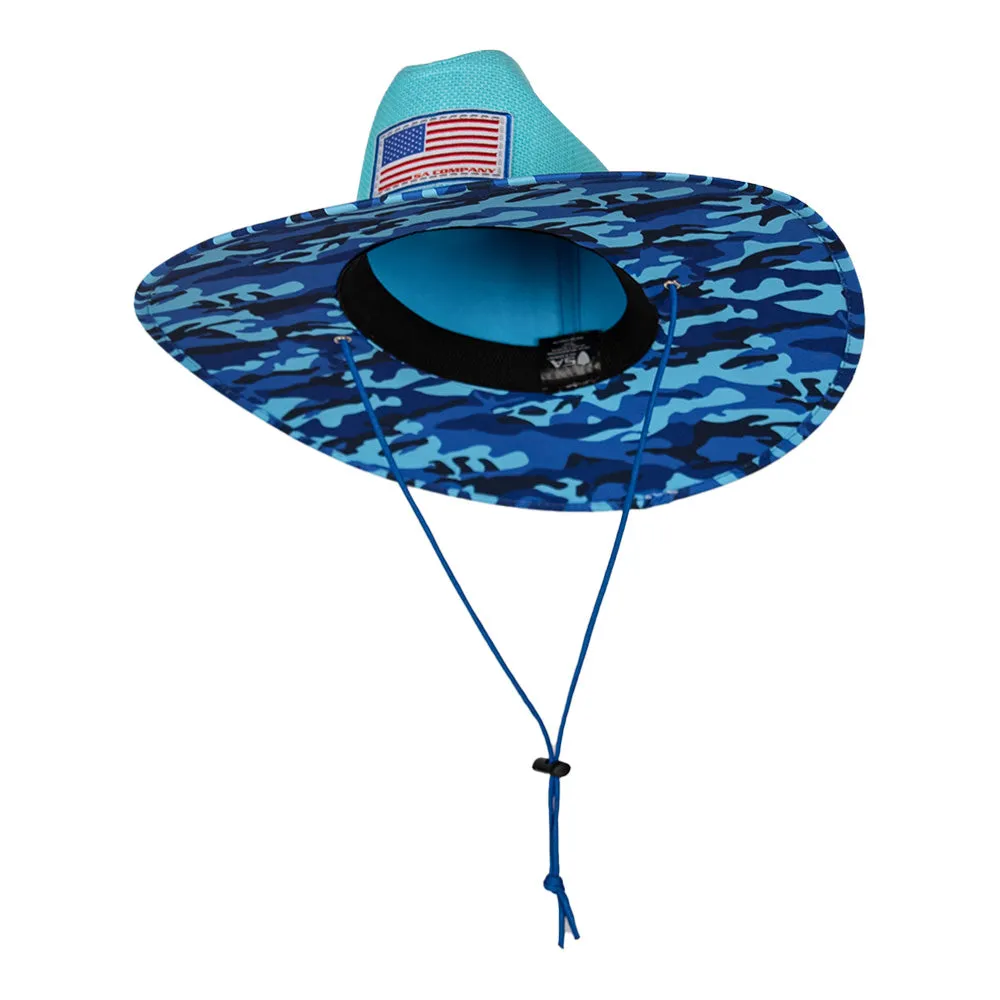 Keys Straw Hat | Aqua Blue Military Camo | Aqua