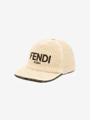 Kids Embroidered Logo Cap in Beige