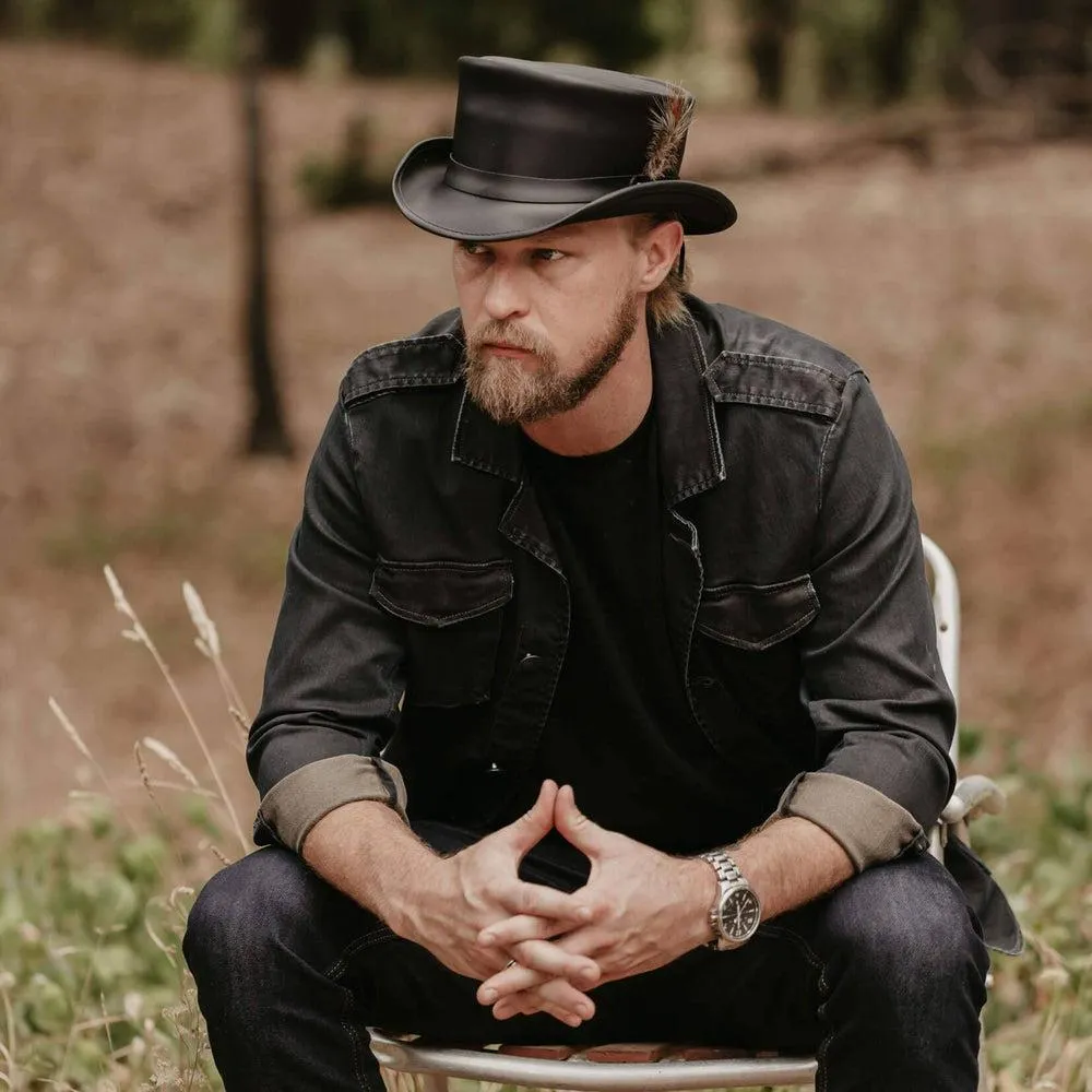 Marlow LT | Mens Leather Top Hat with LT Hat Band