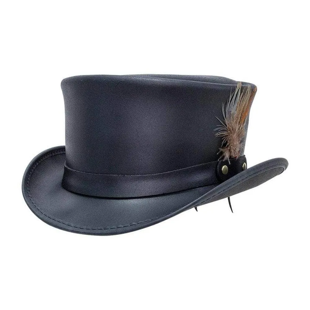 Marlow LT | Mens Leather Top Hat with LT Hat Band