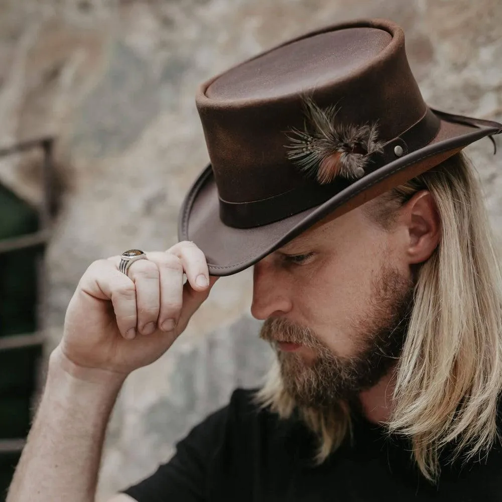 Marlow LT | Mens Leather Top Hat with LT Hat Band