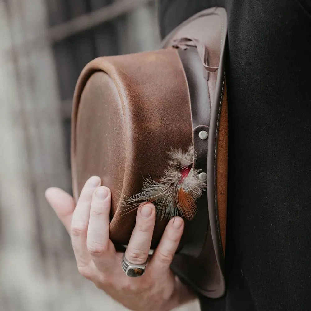 Marlow LT | Mens Leather Top Hat with LT Hat Band
