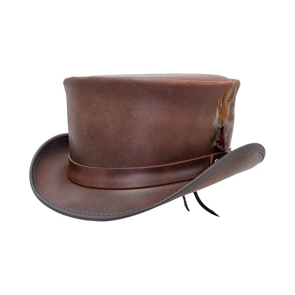 Marlow LT | Mens Leather Top Hat with LT Hat Band