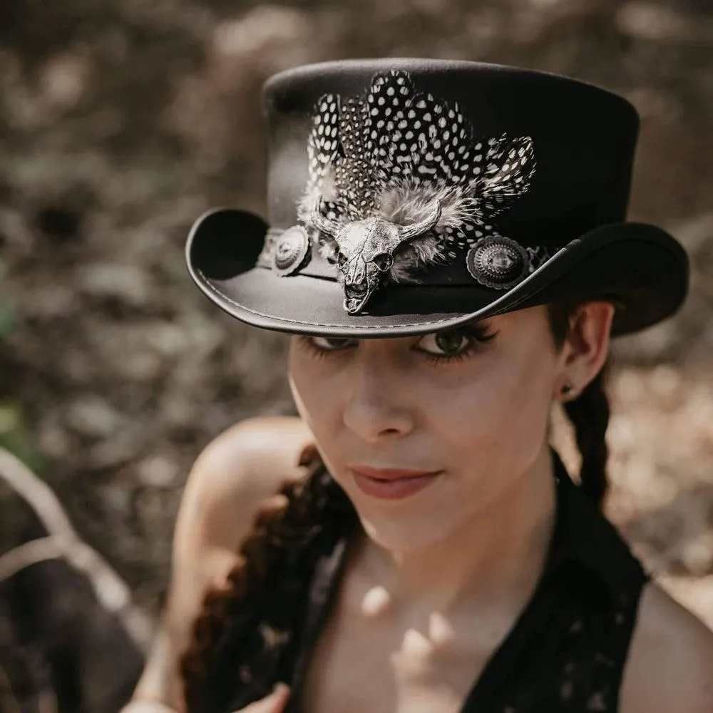 Marlow True Grit | Womens Leather Top Hat with True Grit Hat Band