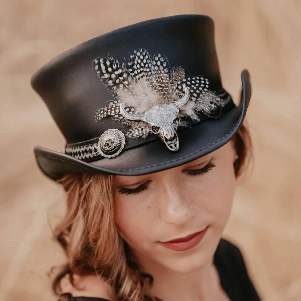 Marlow True Grit | Womens Leather Top Hat with True Grit Hat Band