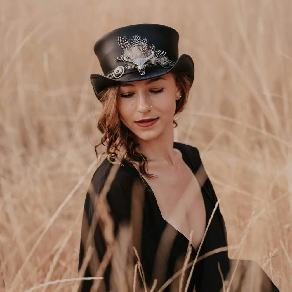 Marlow True Grit | Womens Leather Top Hat with True Grit Hat Band