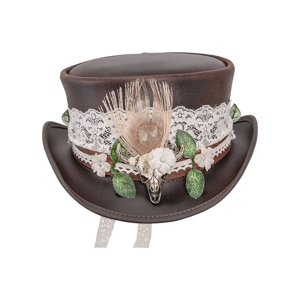 Marlow True Love | Womens Leather Top Hat with True Love Hat Band