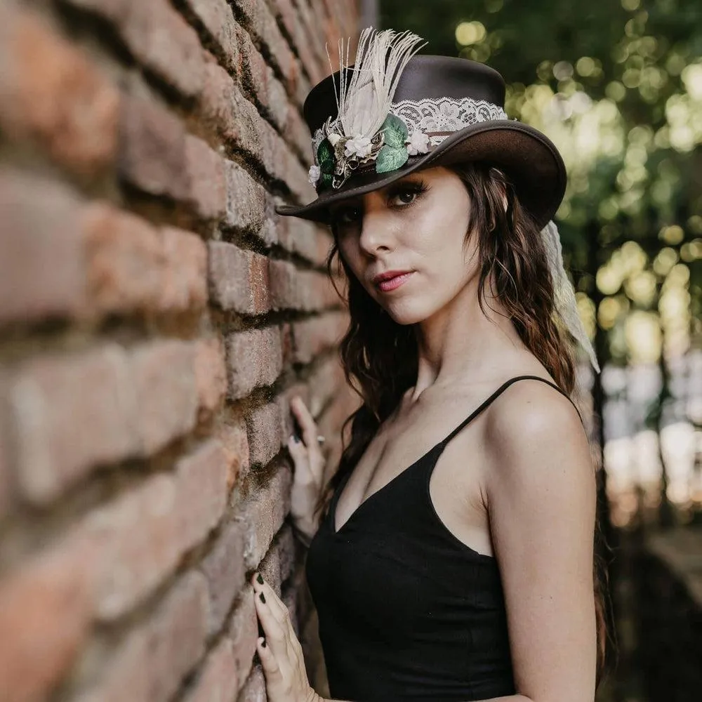 Marlow True Love | Womens Leather Top Hat with True Love Hat Band