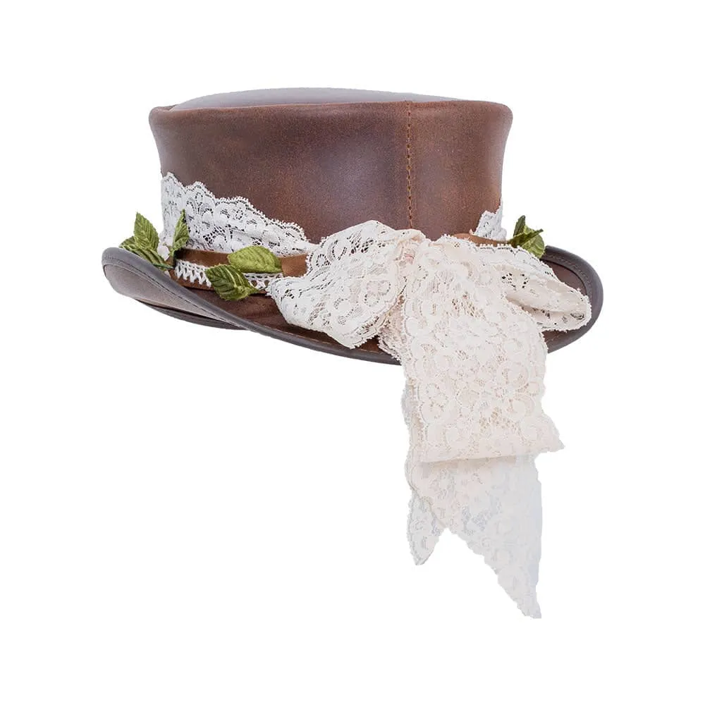 Marlow True Love | Womens Leather Top Hat with True Love Hat Band