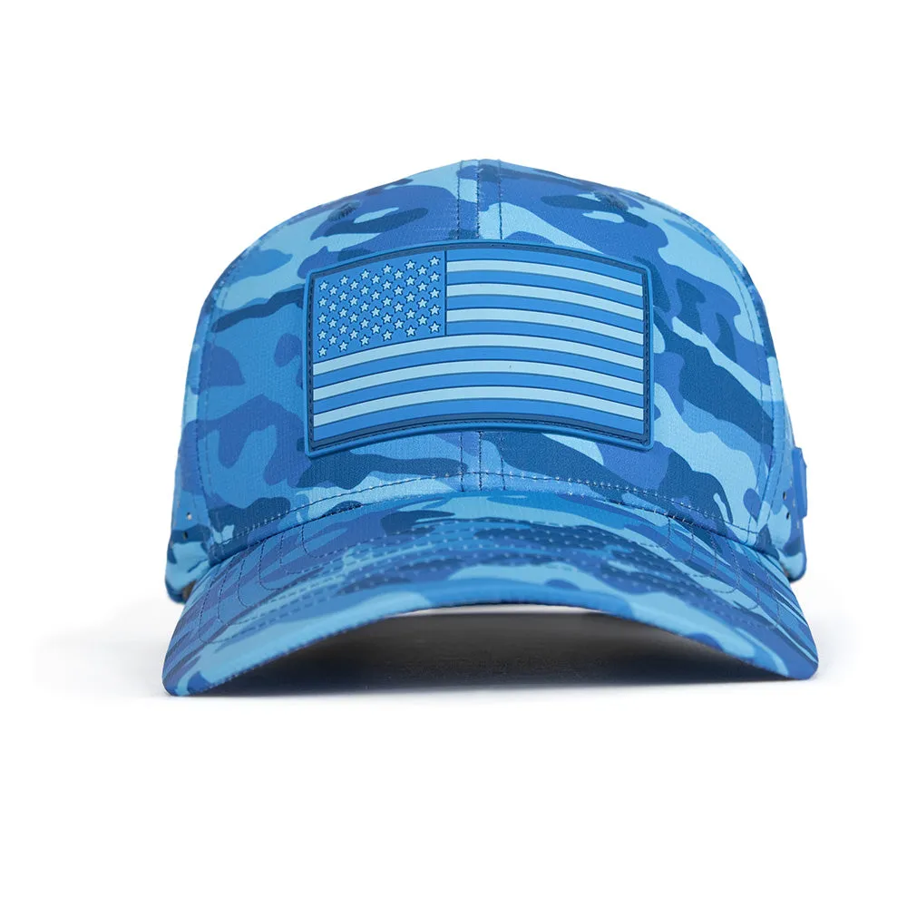 Performance Snapback | Blue Military Camo