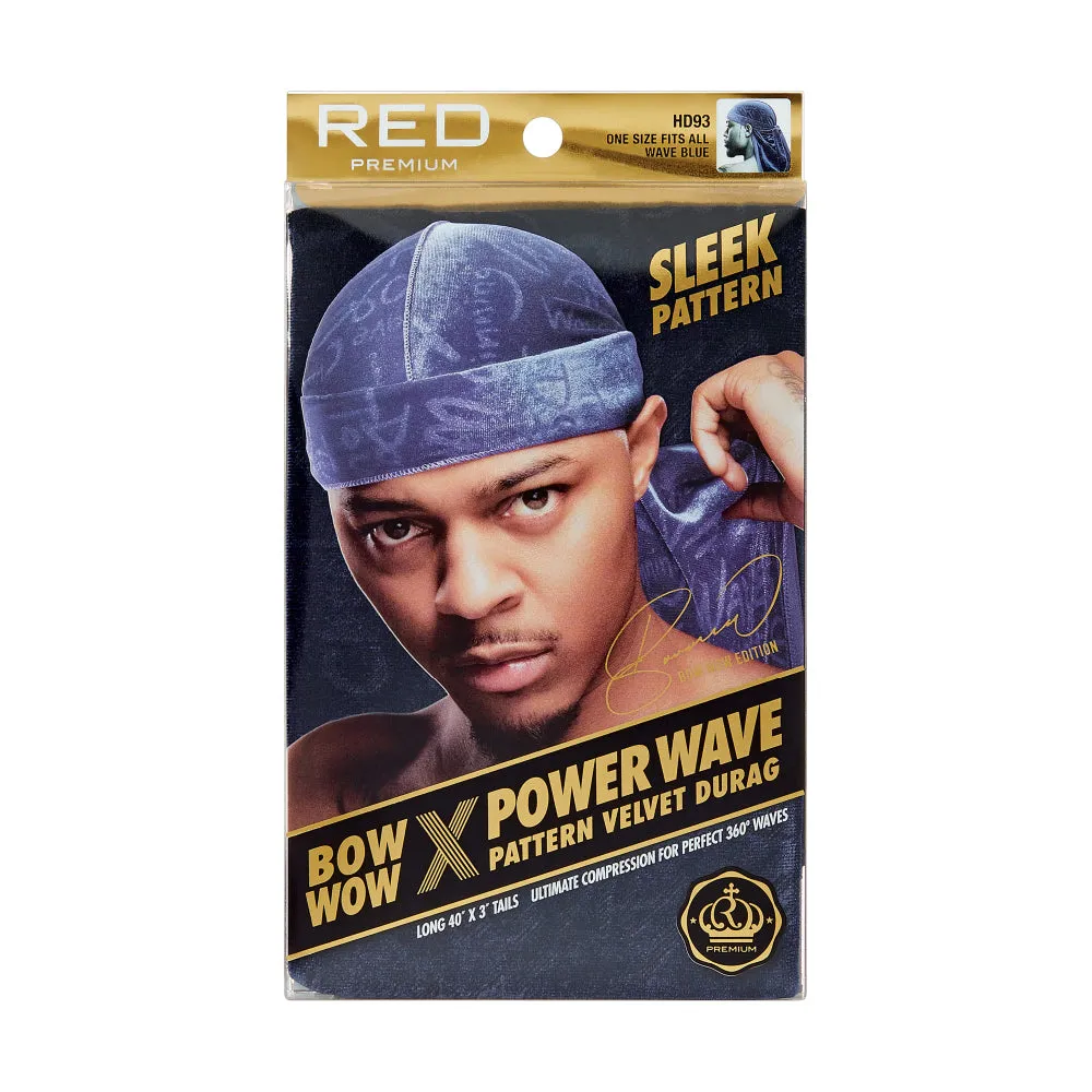 Red by Kiss Bow Wow X Power Wave Pattern Velvet Durag - Choose Color