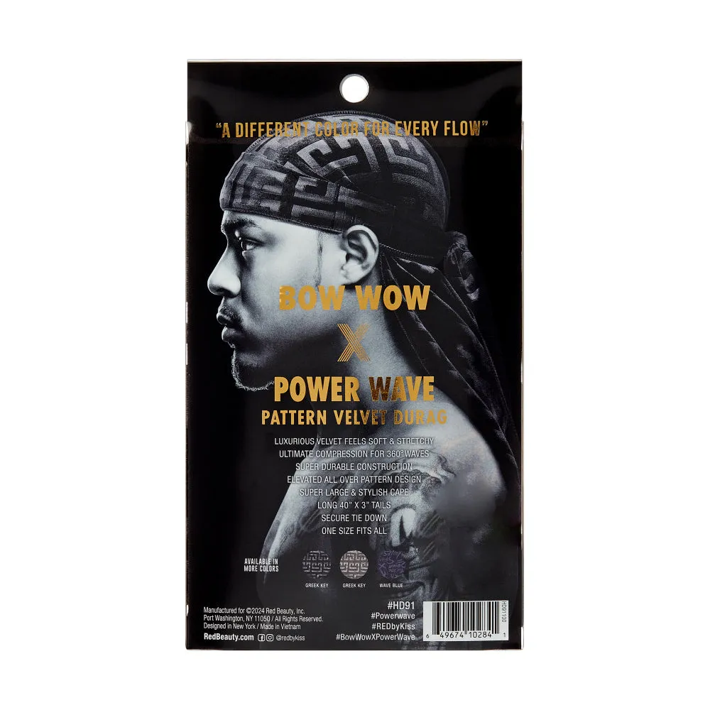 Red by Kiss Bow Wow X Power Wave Pattern Velvet Durag - Choose Color