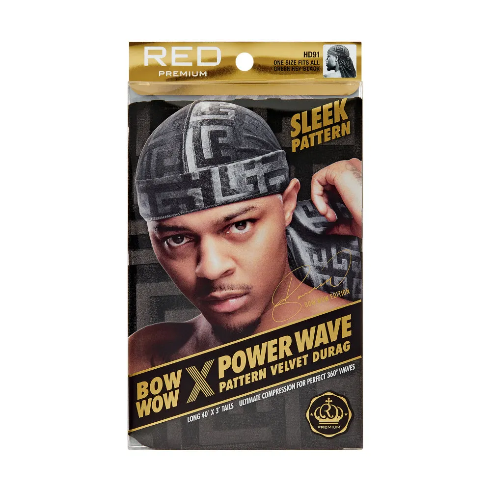 Red by Kiss Bow Wow X Power Wave Pattern Velvet Durag - Choose Color