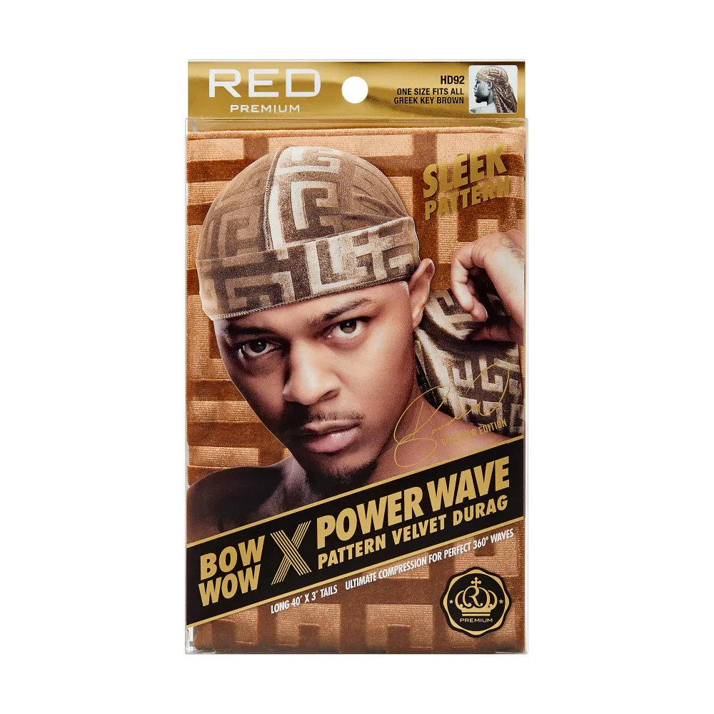 Red by Kiss Bow Wow X Power Wave Pattern Velvet Durag - Choose Color