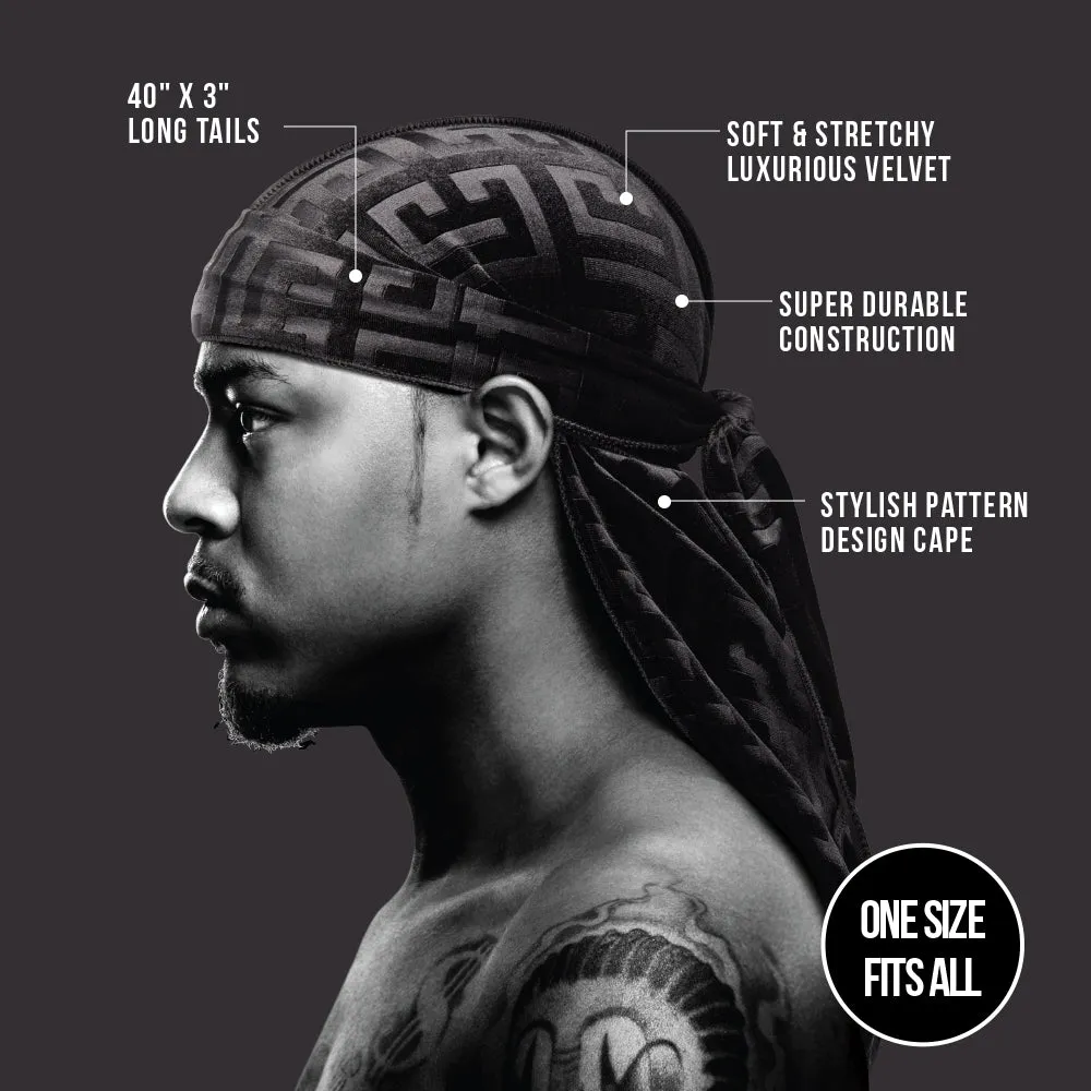 Red by Kiss Bow Wow X Power Wave Pattern Velvet Durag - Choose Color