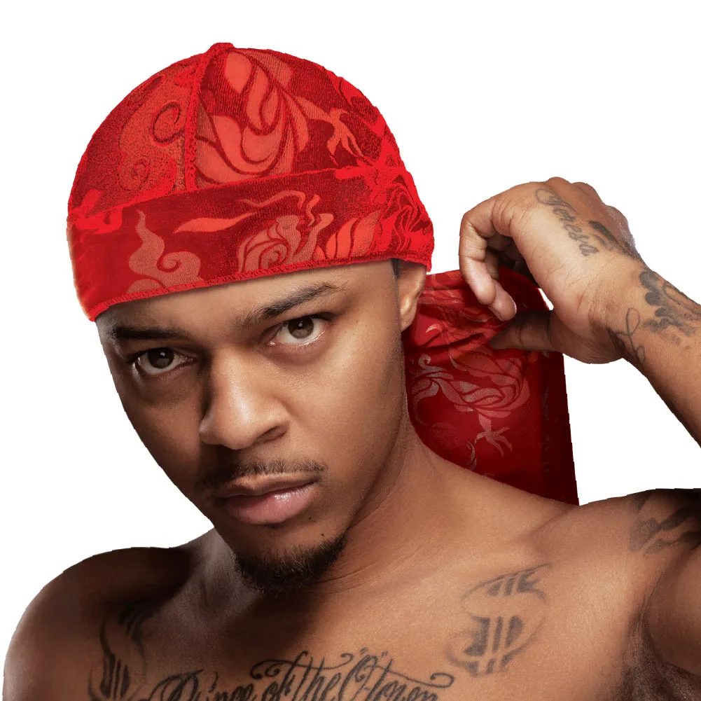 Red by Kiss Bow Wow X Power Wave Pattern Velvet Durag - Choose Color