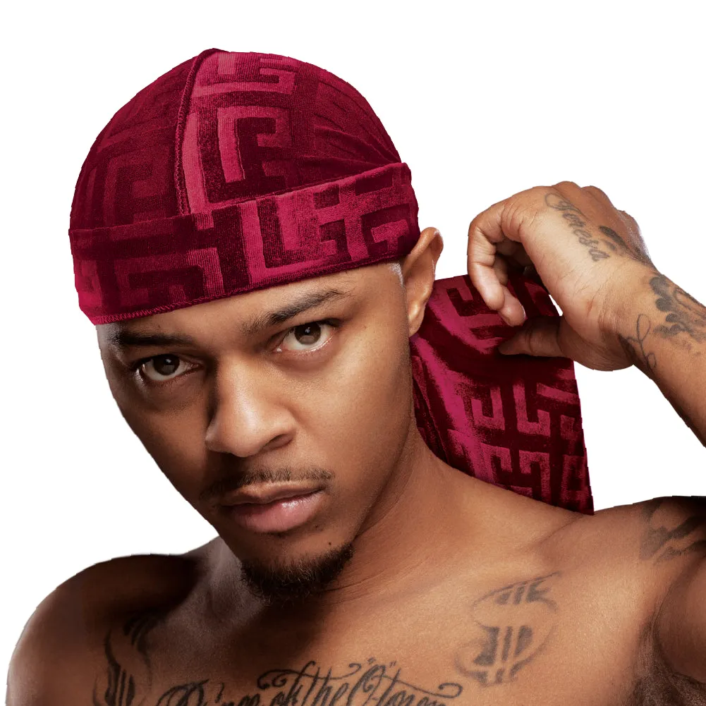 Red by Kiss Bow Wow X Power Wave Pattern Velvet Durag - Choose Color