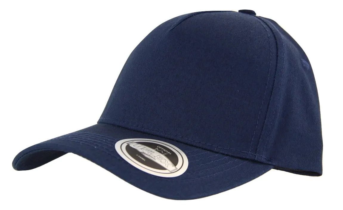 UFLEX 5 Panel Snapback Curved Cap - Navy
