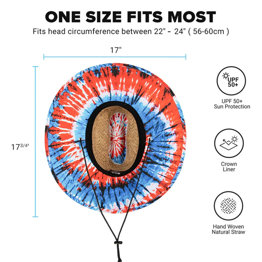 Under Brim Straw Hat | Patriotic Tie Dye