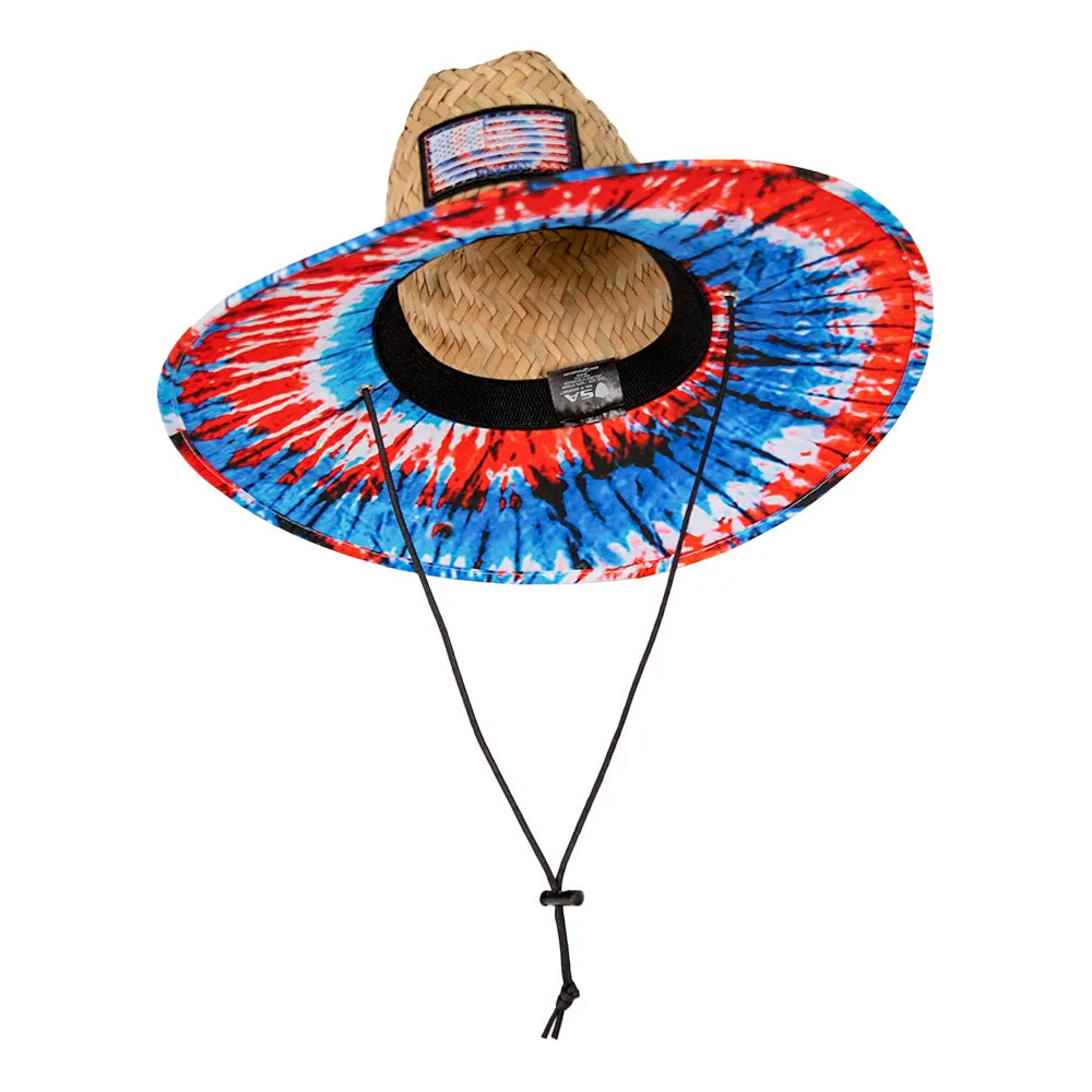 Under Brim Straw Hat | Patriotic Tie Dye