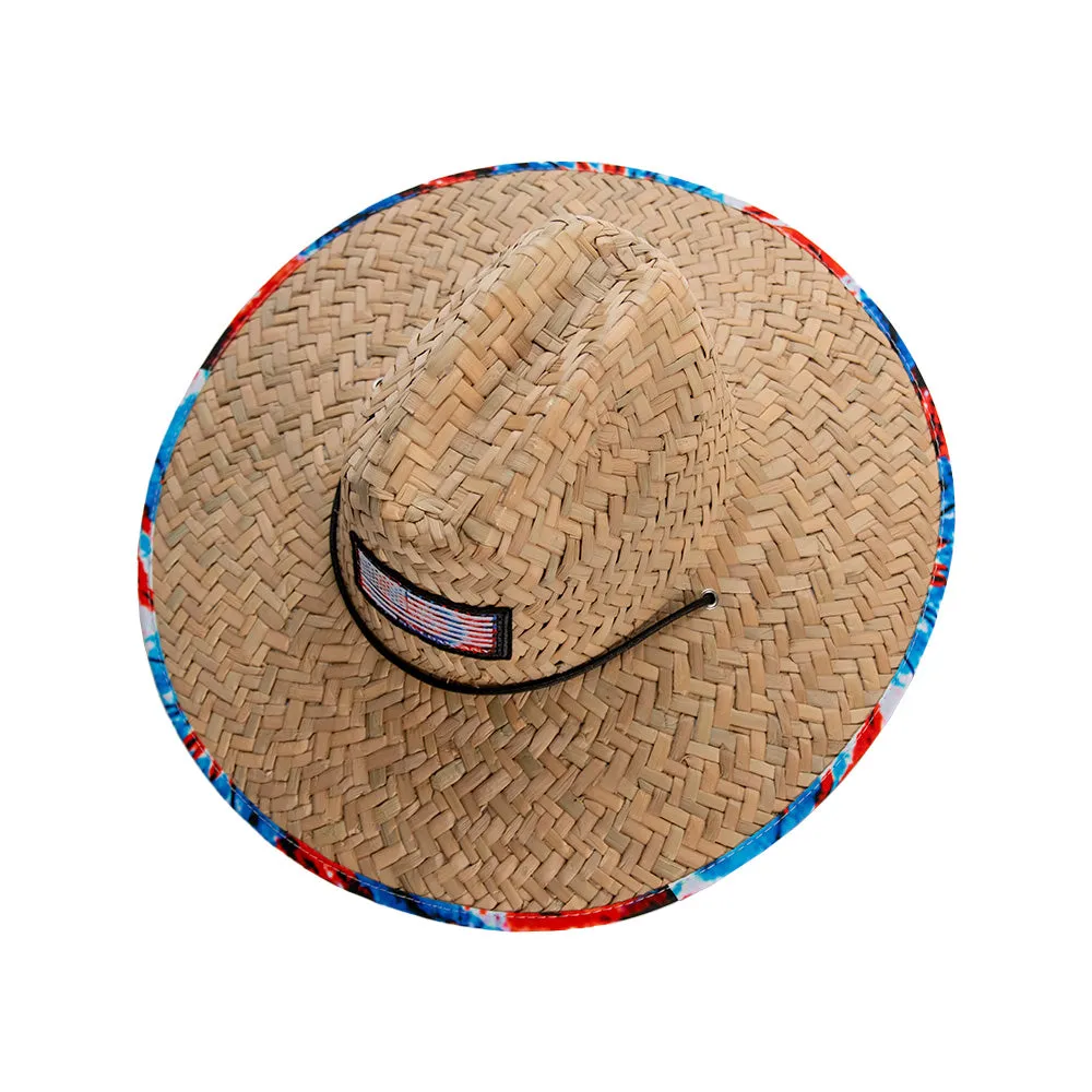 Under Brim Straw Hat | Patriotic Tie Dye