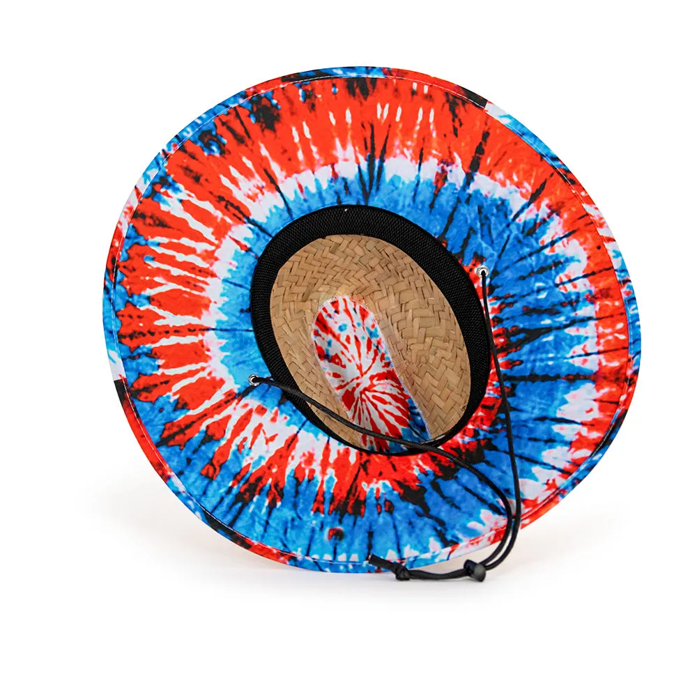 Under Brim Straw Hat | Patriotic Tie Dye