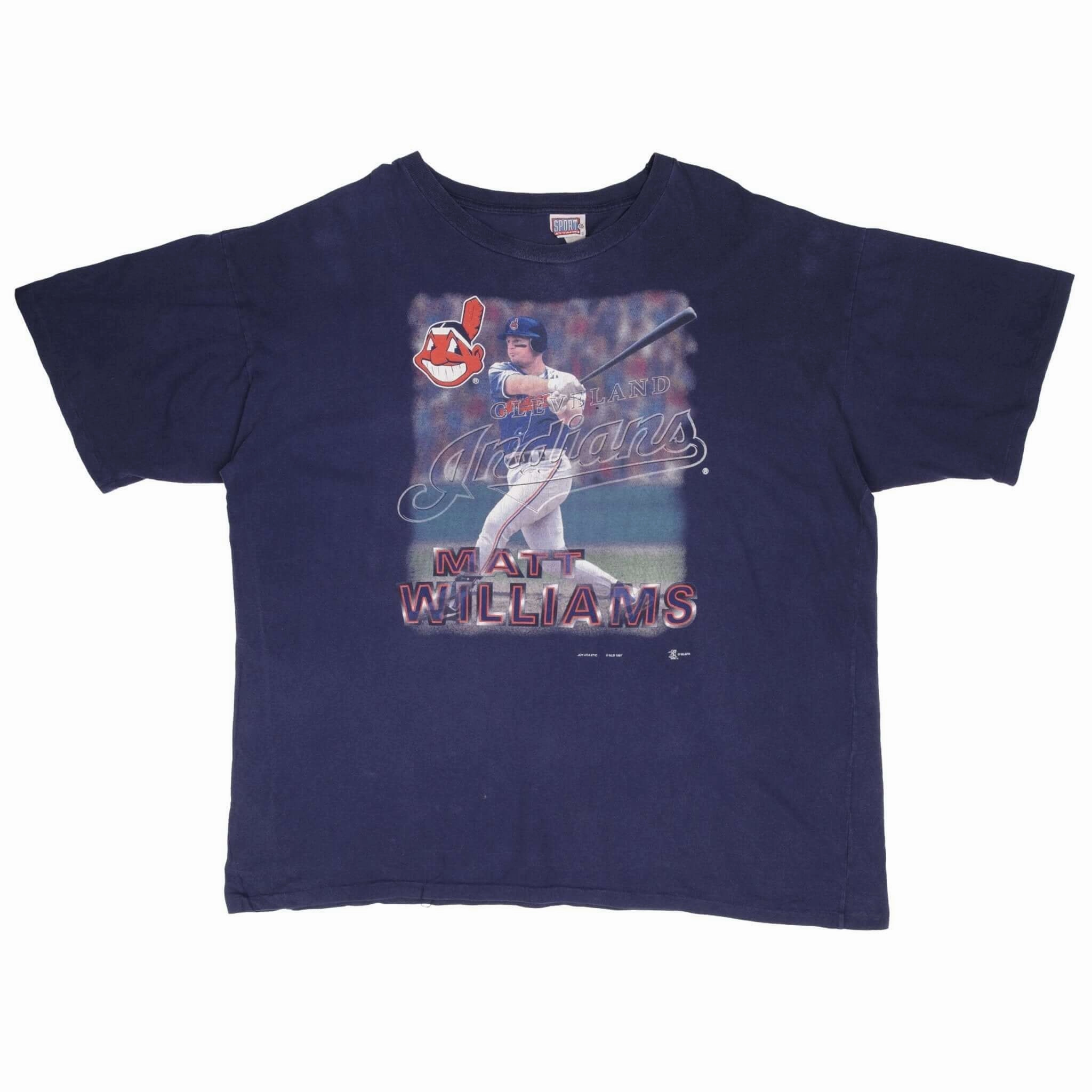 VINTAGE MLB CLEVELAND INDIANS MATT WILLIAMS 1997 TEE SHIRT SIZE 2XL MADE IN USA