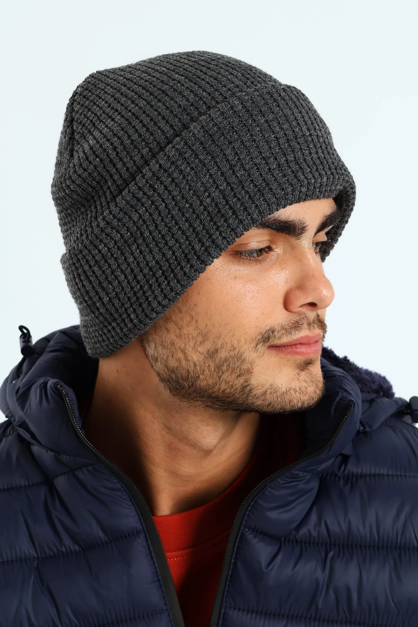 Waffle Beanie - Charcoal