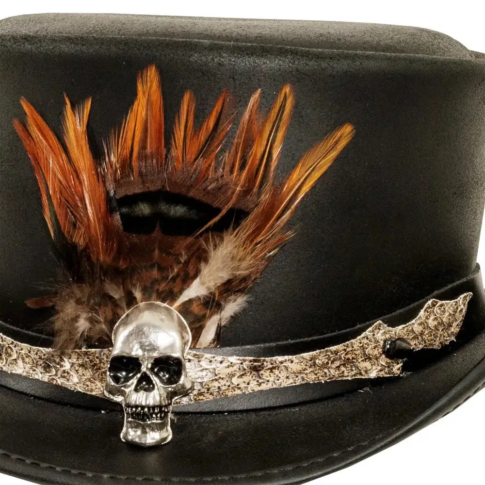 Wrath | Mens Black Leather Top Hat